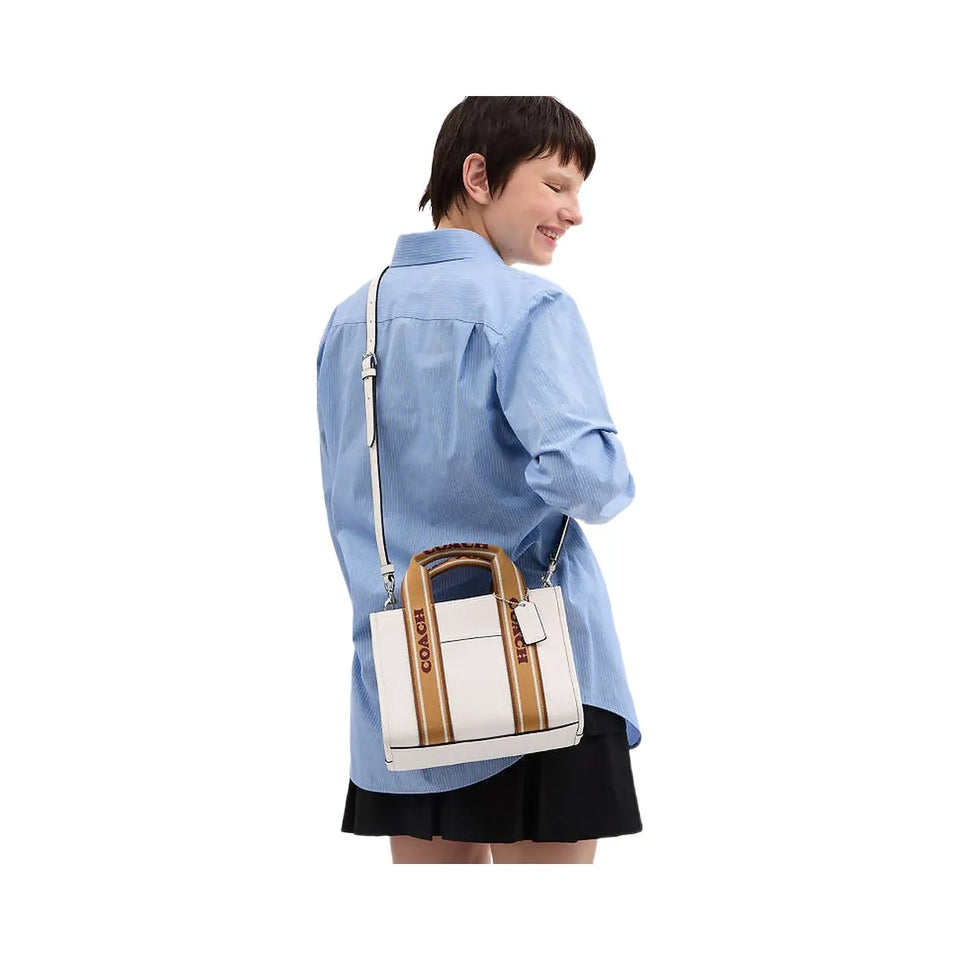 Coach Smith Tote Bag 24 Pebbled Leather-Silver-Chalk Multi