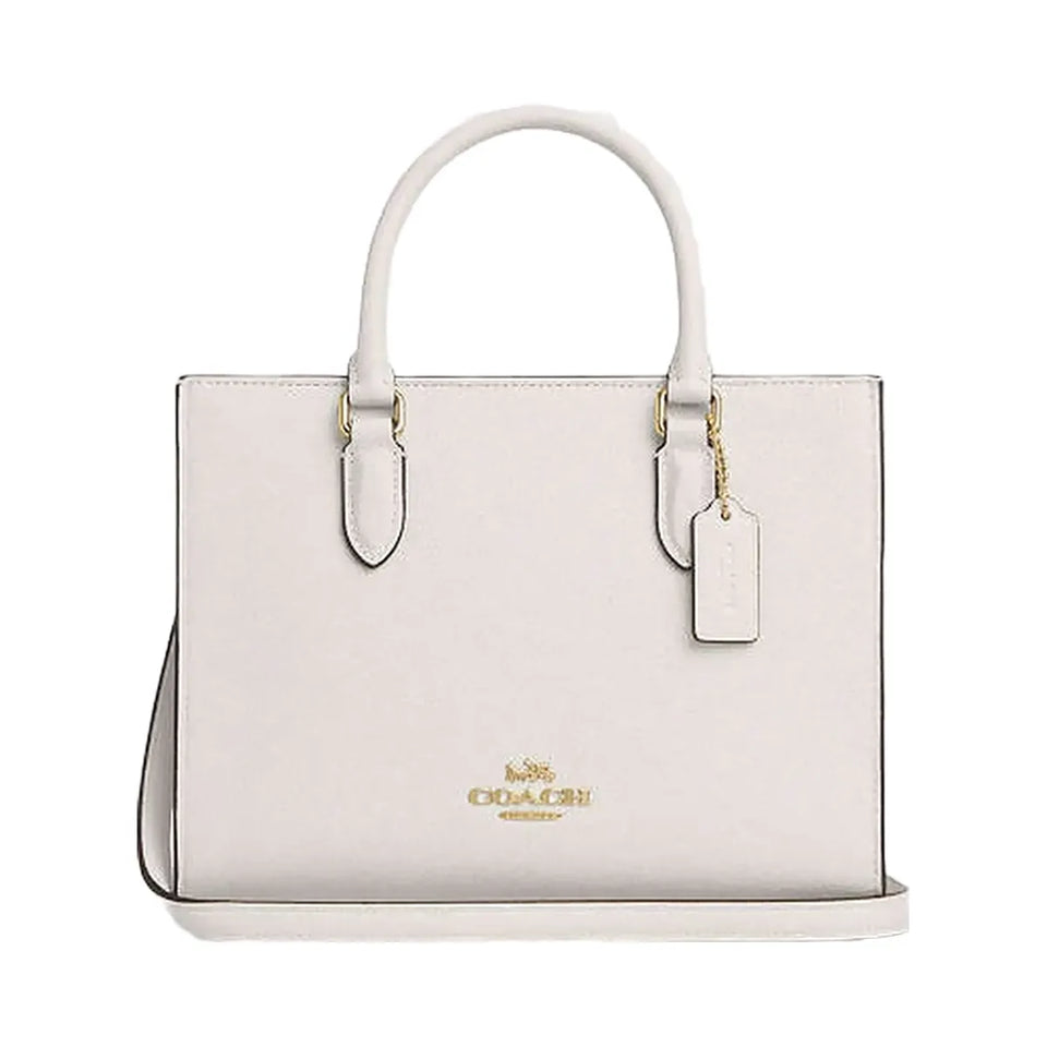 Coach Maggie Small Tote Bag Pebbled Leather-Gold-Chalk