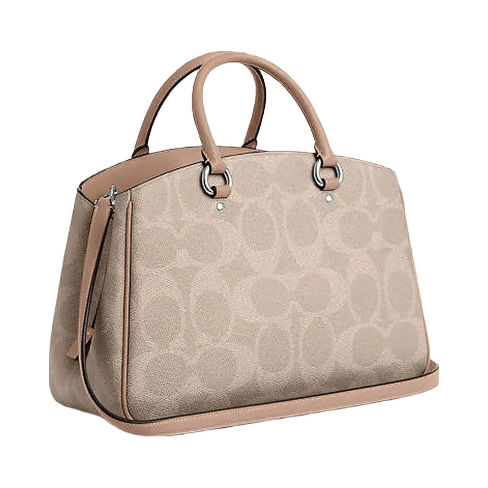 Coach Savannah Carryall Bag In Signature Canvas Signature Canvas-Silver-Sand-Taupe