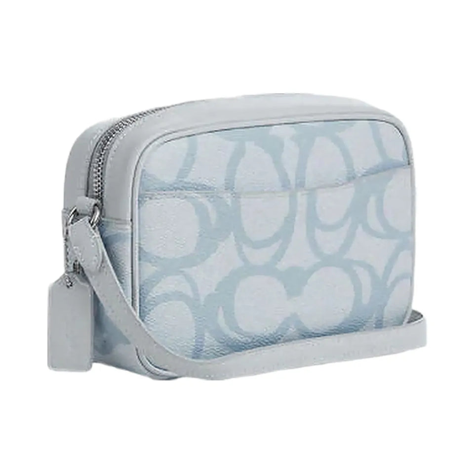 Coach Mini Jamie Camera Bag In Sketch Signature Canvas Signature Canvas-Silver-Ice Blue