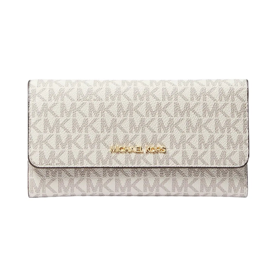 Michael Kors Jet Set Large Logo Trifold Wallet Vanilla