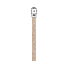 Coach Signature Buckle Cut To Size Belt, 25 Mm Signature Canvas-Silver-Sand-Taupe