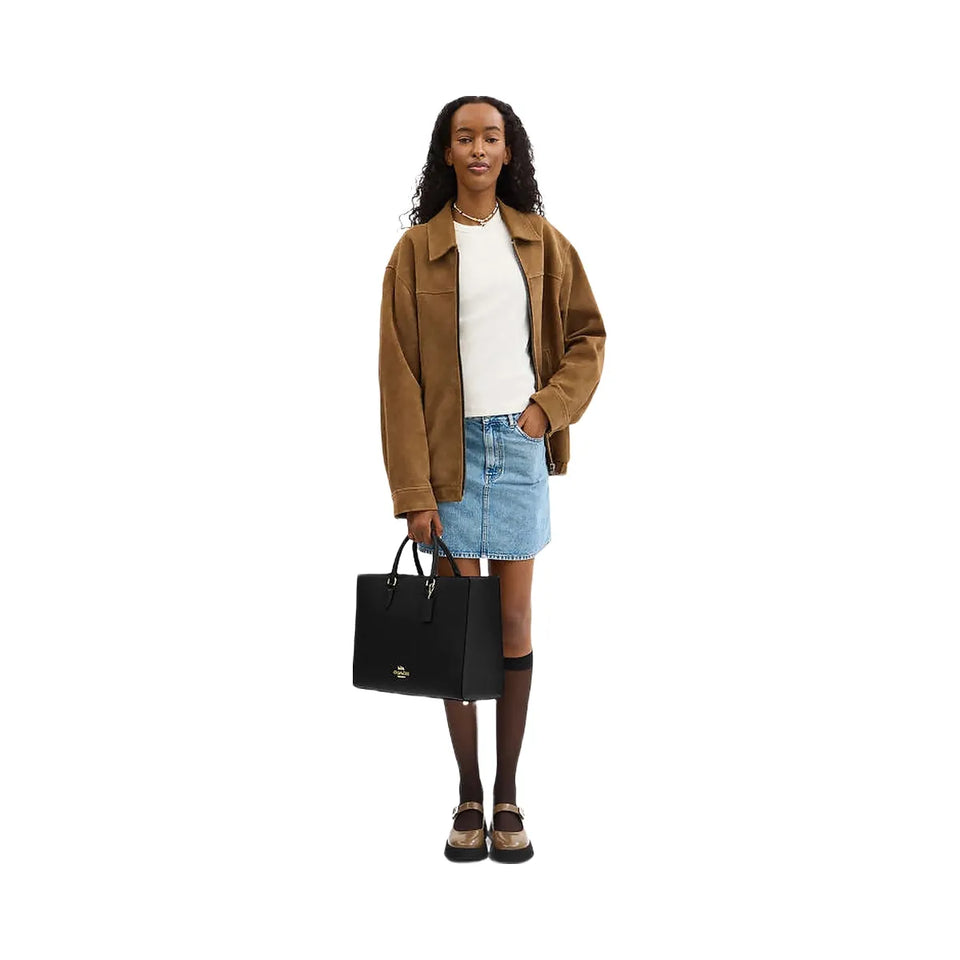 Coach Maggie Tote Bag Pebbled Leather-Gold-Black