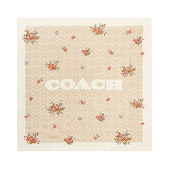 Coach Signature Spring Blossom Print Silk Square Scarf Sand-Pink