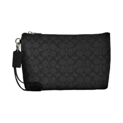 Coach Pouch In Signature Canvas Signature Canvas-Gunmetal-Charcoal-Black