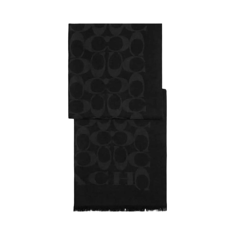Coach Signature Wrap Wool Silk Blend-Black