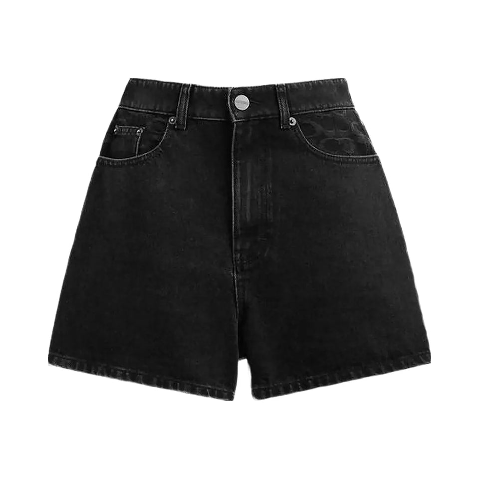 Coach Denim Shorts In Organic Cotton Black