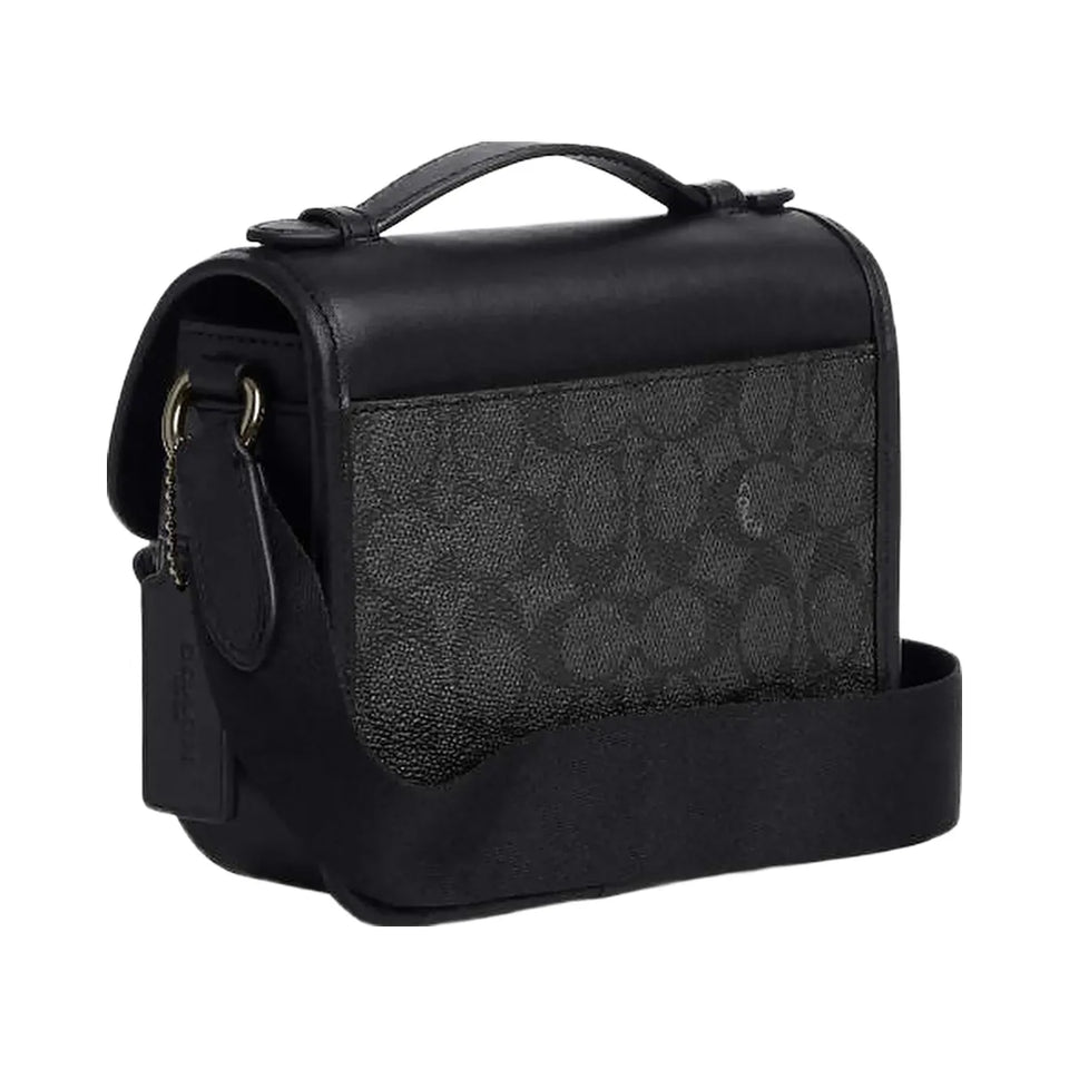 Coach Racer Crossbody Bag In Signature Canvas Signature Canvas-Gunmetal-Charcoal-Black