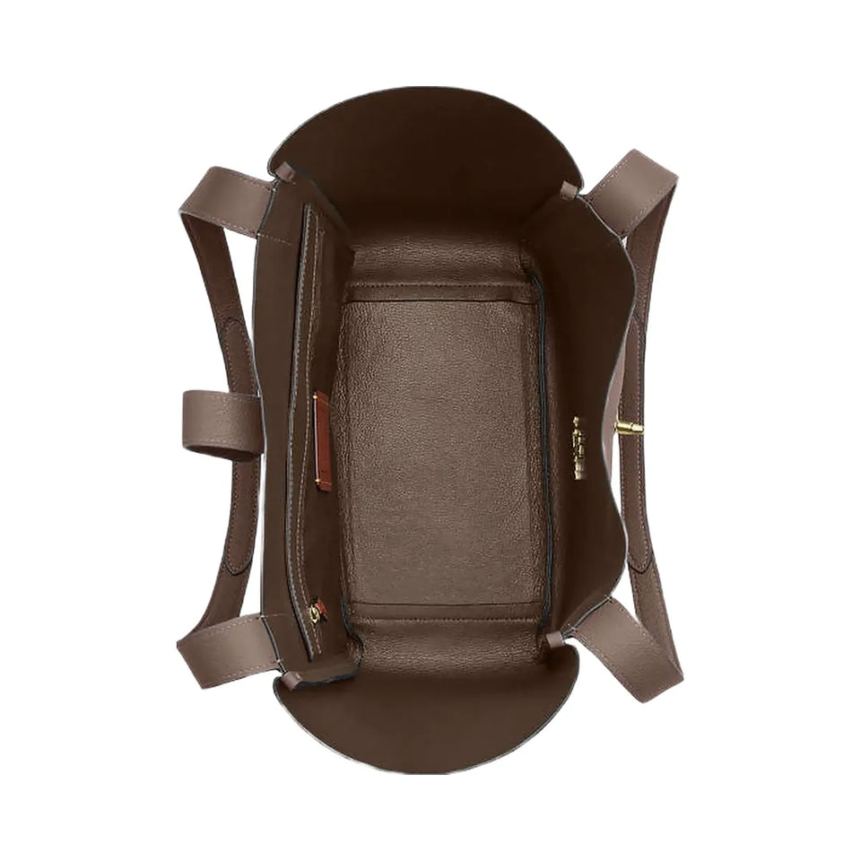 Coach Hadley Turnlock Tote Bag Pebbled Leather-Gold-Dark Stone
