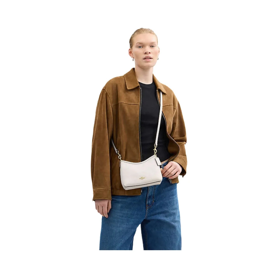 Coach Laurel Small Shoulder Bag Pebbled Leather-Gold-Chalk