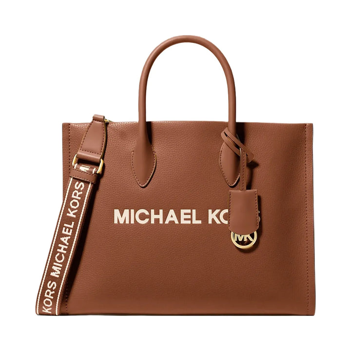 Michael Kors Mirella Medium Pebbled Leather Tote Bag Luggage