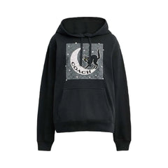 Coach Halloween Black Cat Moon Signature Square Hoodie Black