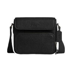 Coach Sullivan Flap Crossbody Bag Pebbled Leather-Gunmetal-Black