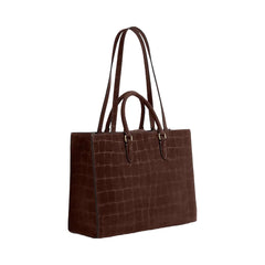 Coach Maggie Tote Bag Embossed Crocodile-Gold-Maple