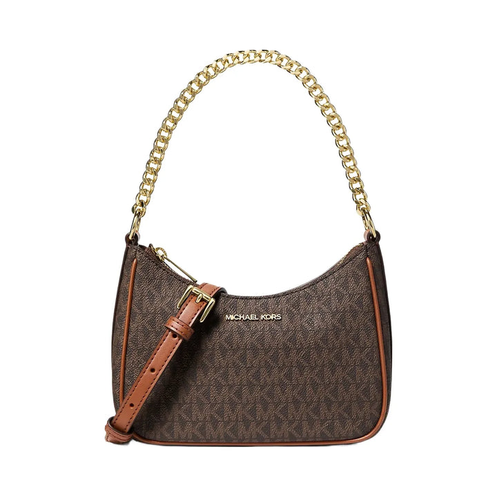 Michael Kors Jet Set Signature Logo Convertible Crossbody Bag Brown