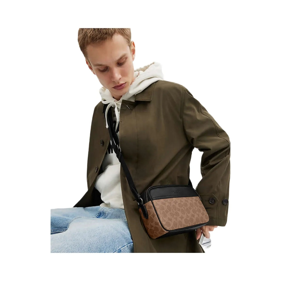 Coach Graham Crossbody Bag In Signature Canvas Signature Canvas-Qb-Tan-Black