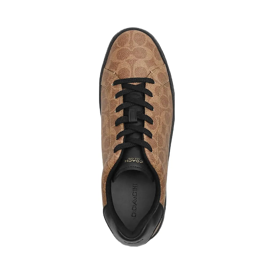 Coach High Line Sneaker In Signature Canvas Khaki-Black