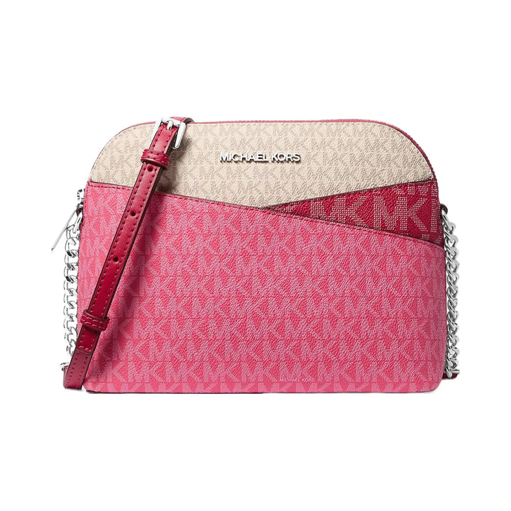 Michael Kors Jet Set Travel Color-Block Signature Logo Crossbody Bag Dark Raspberry Multi
