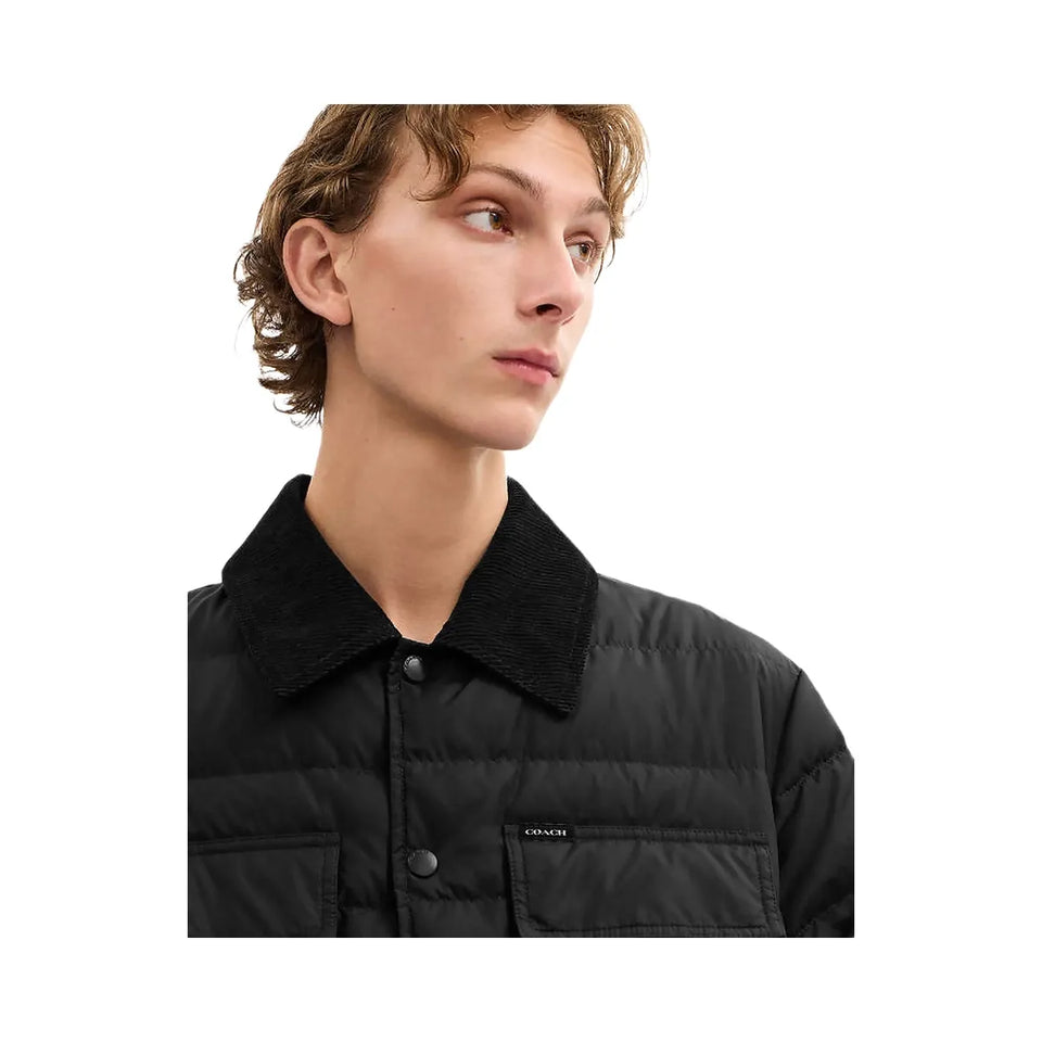 Coach Lightweight Shirt Down Jacket In Recycled Polyester Black