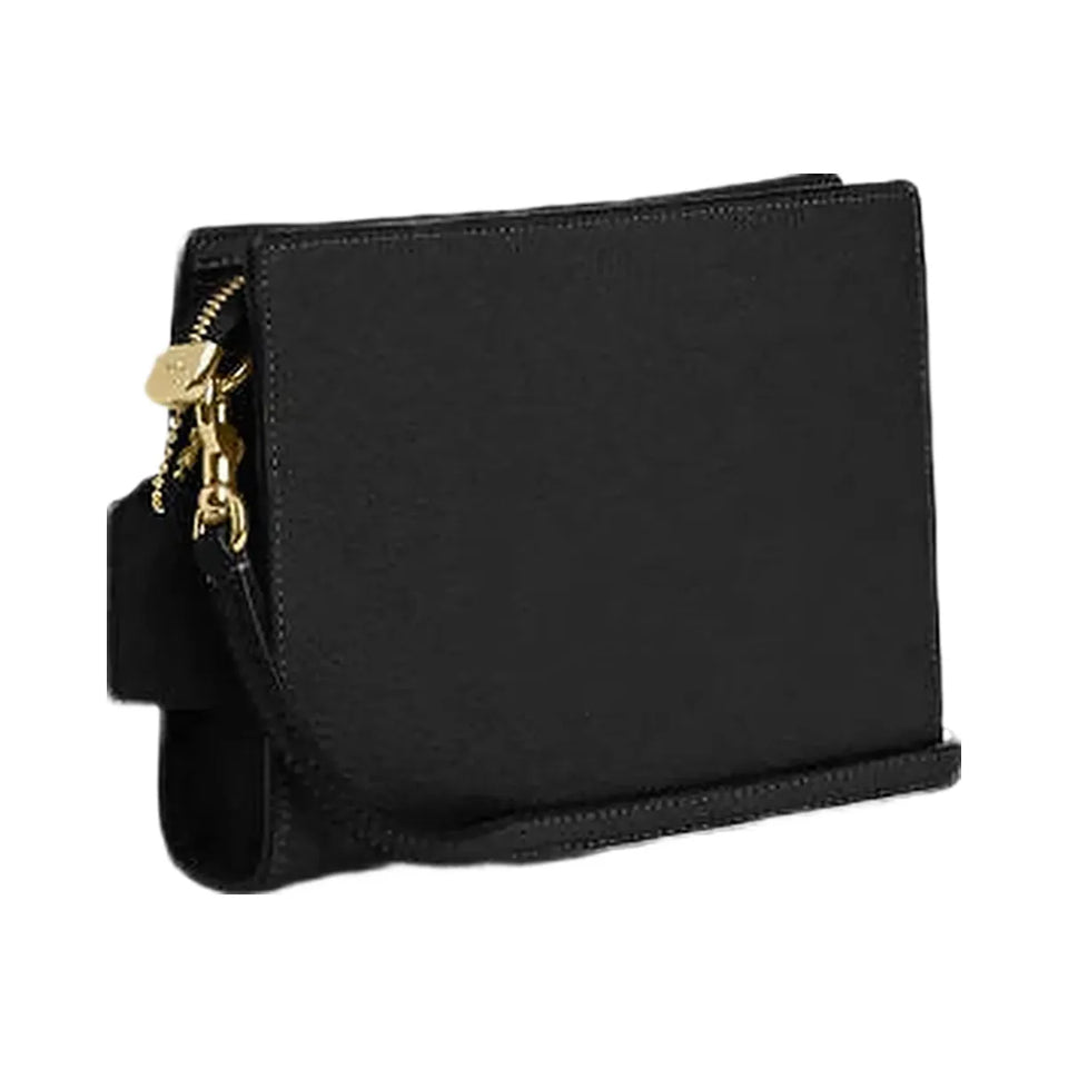 Coach Slim Crossbody Bag Pebbled Leather-Gold-Black