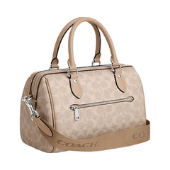 Coach Rowan Satchel Bag In Signature Canvas Signature Canvas-Silver-Sand-Taupe