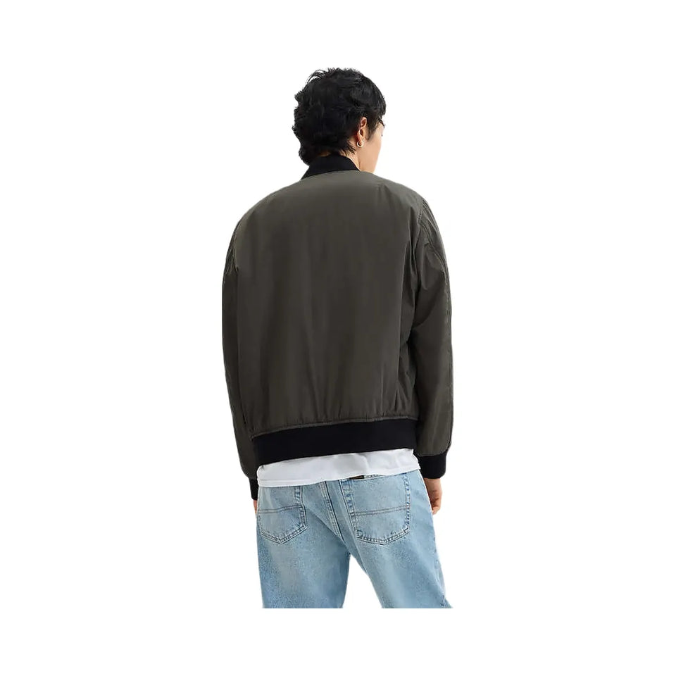 Coach Reversible Ma 1 Jacket In Recycled Polyester Olive-Charcoal Signature