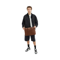Coach Caleb Work Bag Pebbled Leather-Gunmetal-Saddle