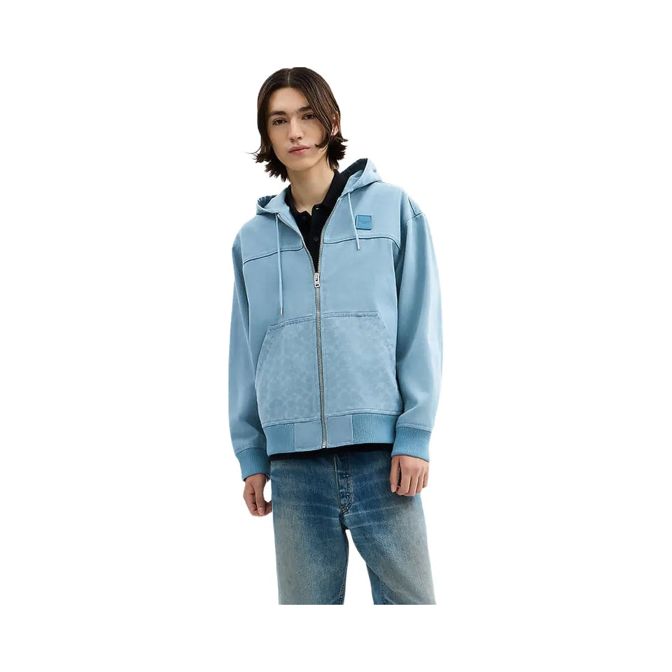 Coach Denim Hooded Zip Jacket Mountain Spring