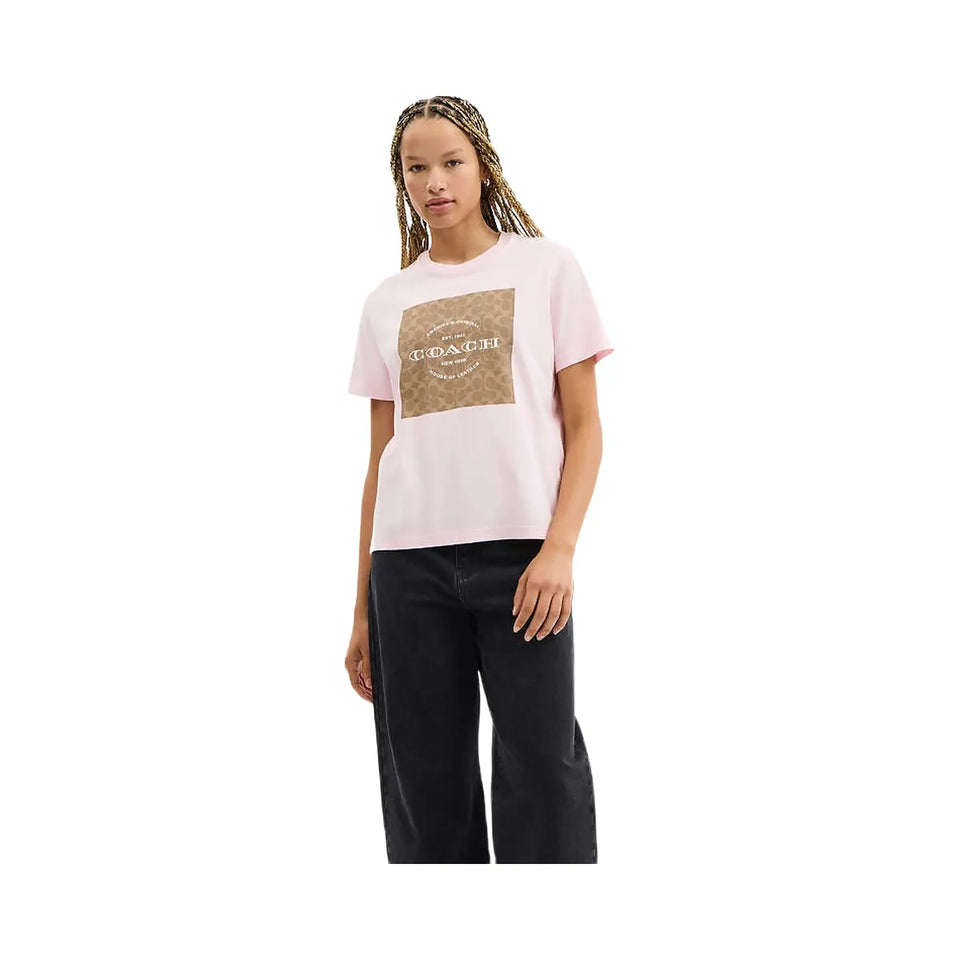 Coach Signature Square T-Shirt Light Pink