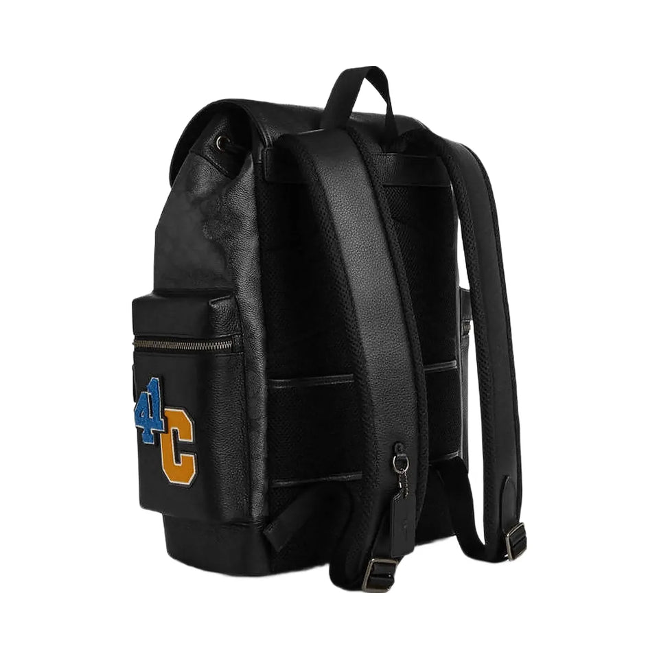 Coach Sprint Backpack In Signature Canvas With Patches Signature Canvas-Gunmetal-Charcoal Multi