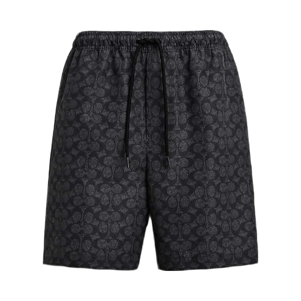 Coach Signature Swim Trunks In Recycled Polyester Charcoal Signature