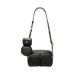 Michael Kors Jet Set Medium Leather Crossbody Bag with Case for Apple Airpods Pro® Black