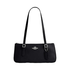 Coach Asher Shoulder Bag Glazed Leather-Silver-Black