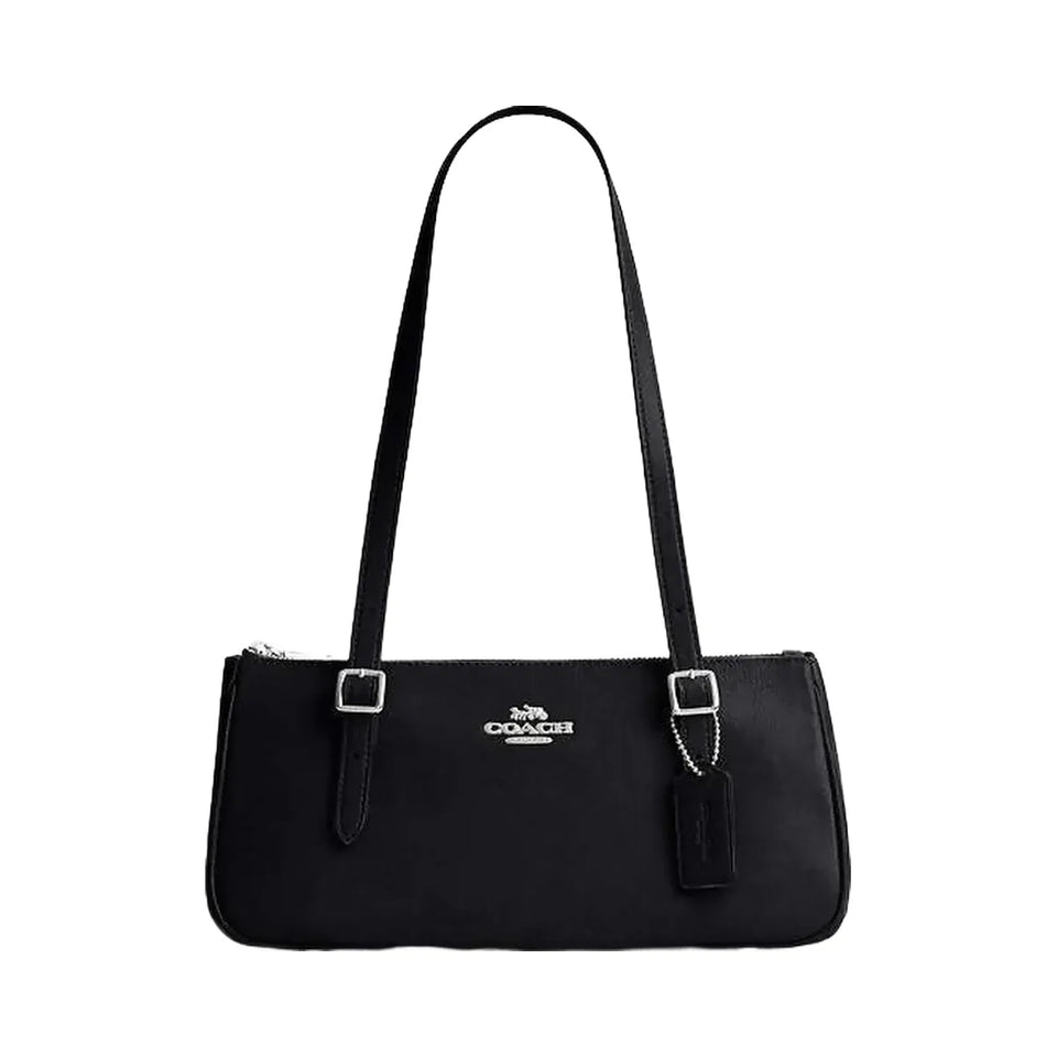 Coach Asher Shoulder Bag Glazed Leather-Silver-Black