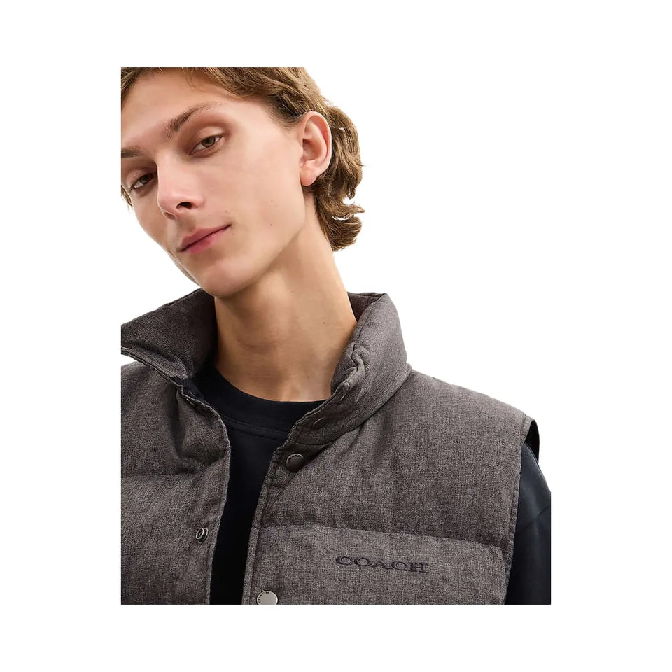 Coach Solid Down Vest Dark Heather Grey