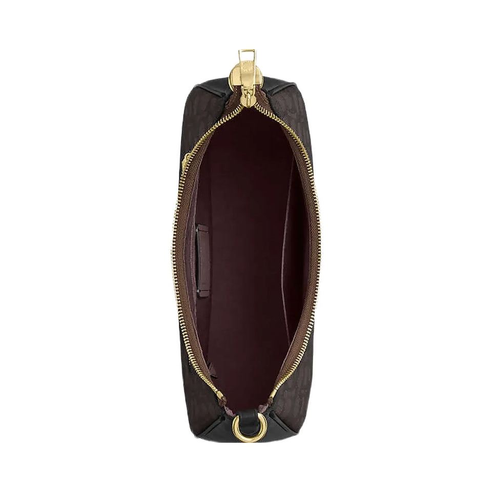 Coach Teri Hobo Bag In Signature Canvas Signature Canvas-Gold-Walnut-Black