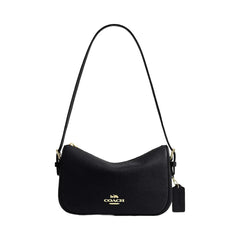Coach Kailey Shoulder Bag Pebbled Leather-Gold-Black