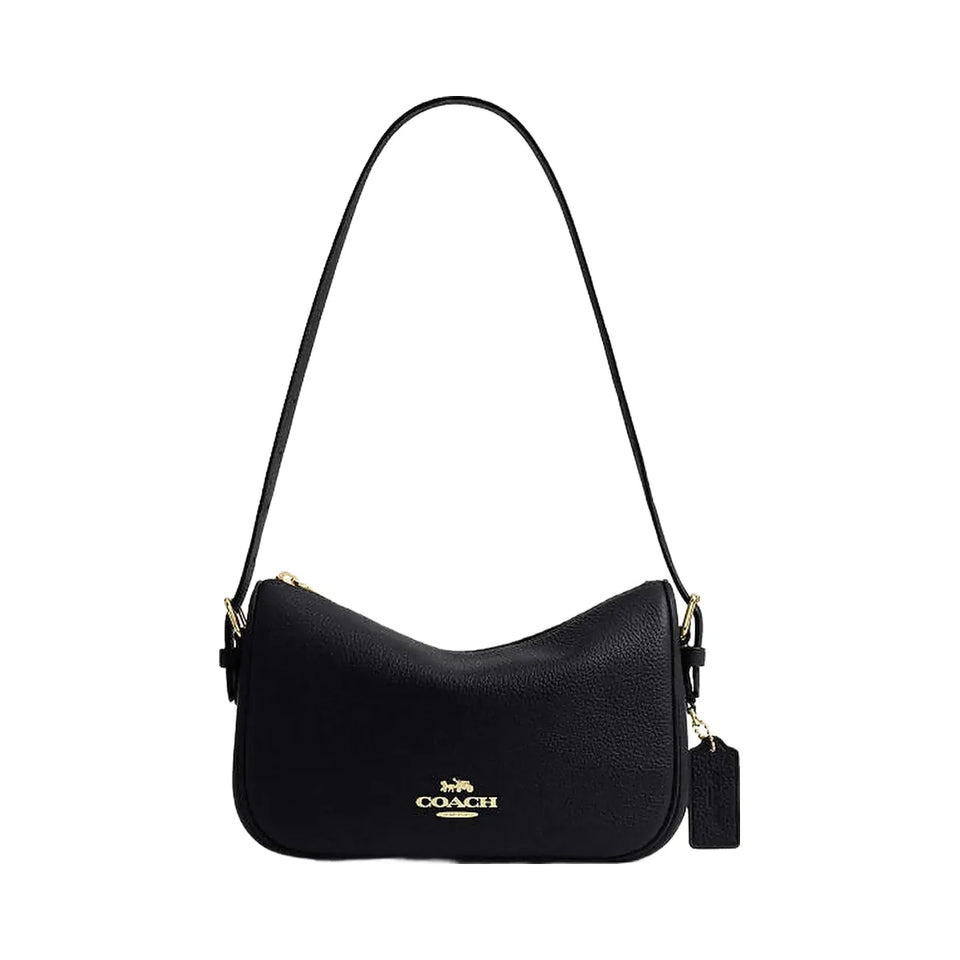 Coach Kailey Shoulder Bag Pebbled Leather-Gold-Black