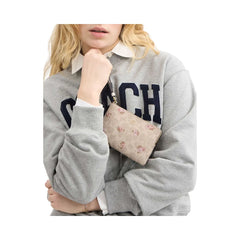 Coach Corner Zip Wristlet In Signature Canvas With Floral Print Gold-Sand Multi