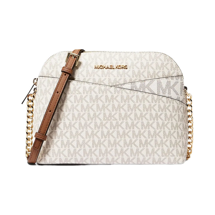 Michael Kors Jet Set Travel Medium Logo Dome Crossbody Bag Vanilla