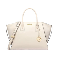 Michael Kors Avril Large Leather and Suede Satchel Lt Cream