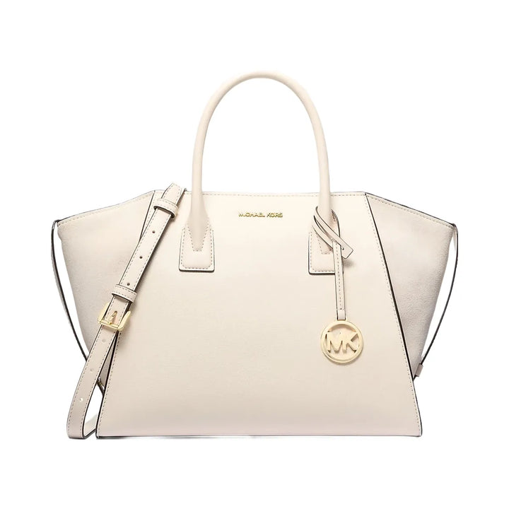 Michael Kors Avril Large Leather and Suede Satchel Lt Cream