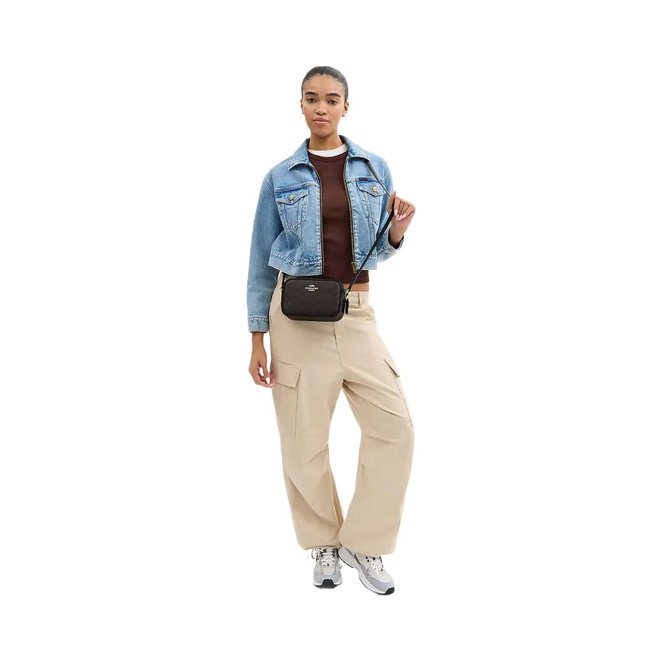 Coach Mini Jamie Camera Bag In Signature Canvas Signature Canvas-Gold-Walnut-Black