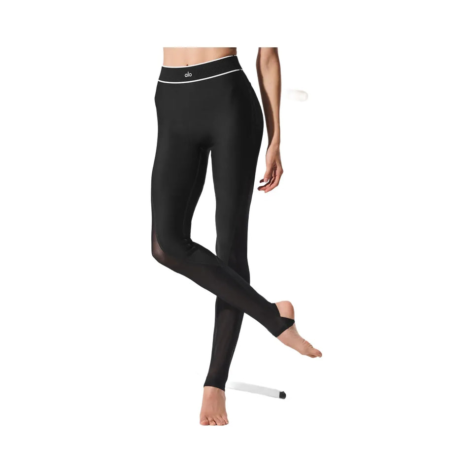 Alo Women's Airlift Mesh High-Waist Darling Stirrup Legging - Black