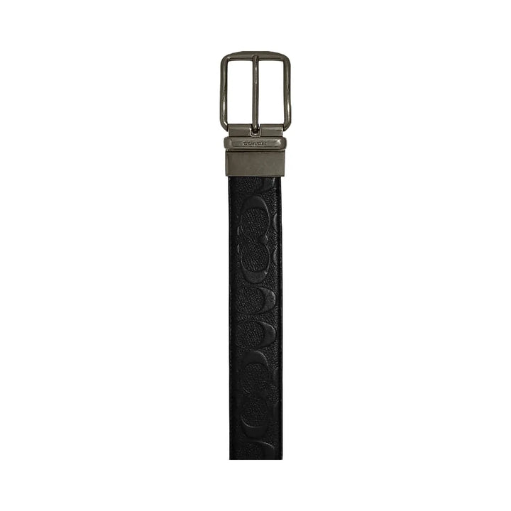 Coach Harness Buckle Cut To Size Reversible Belt, 38 Mm Smooth Leather-Black