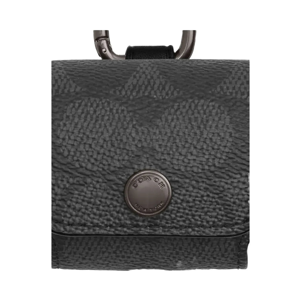 Coach Large Wireless Earbud Pro Case In Signature Canvas Gunmetal-Charcoal
