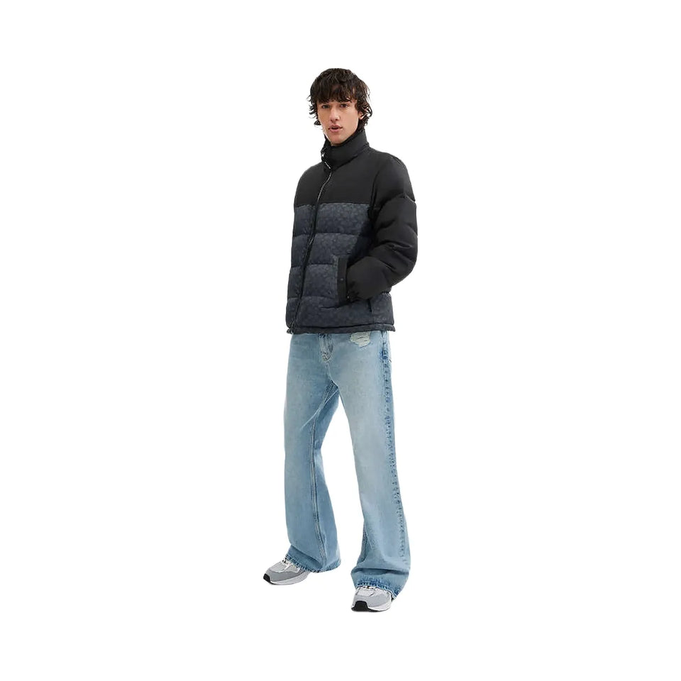 Coach Signature Down Jacket In Recycled Polyester Charcoal Signature