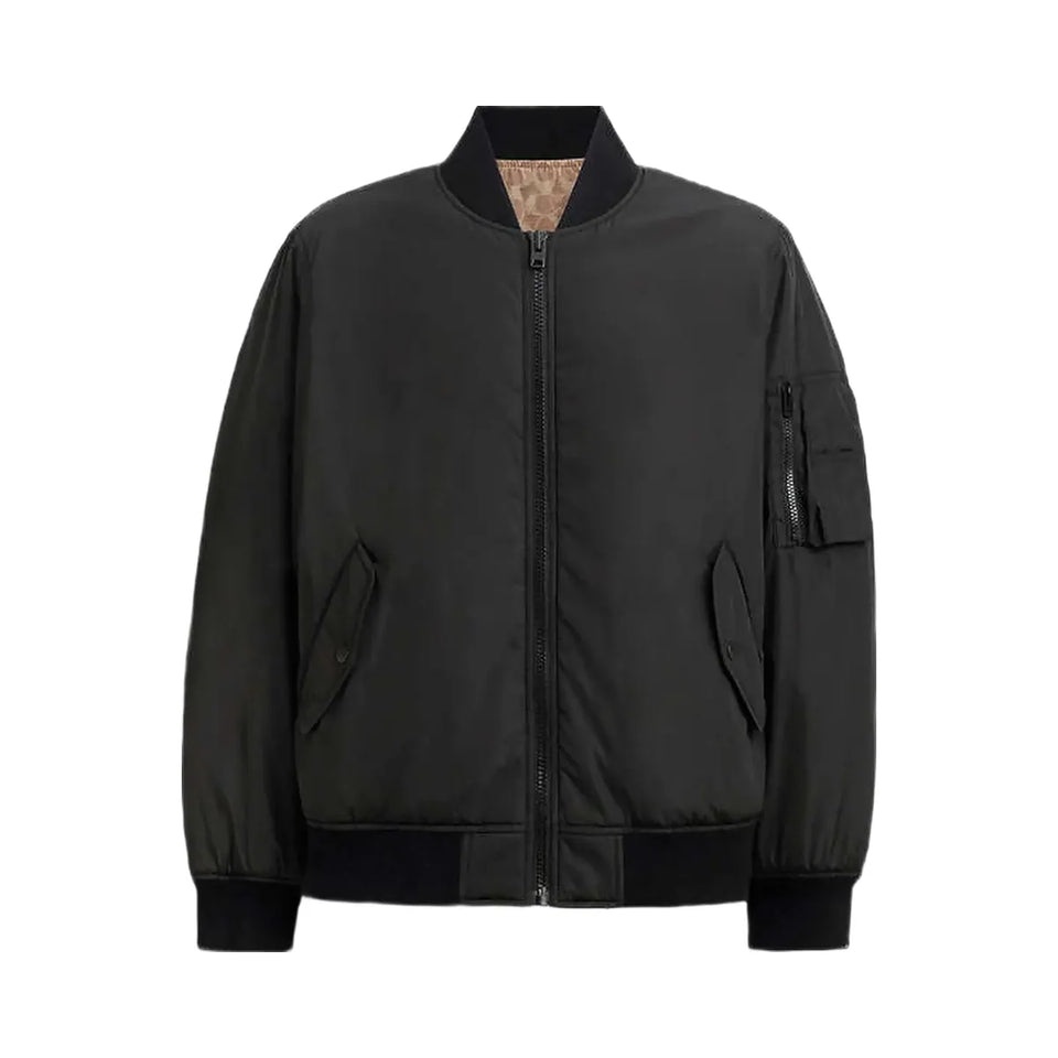 Coach Reversible Ma 1 Jacket In Recycled Polyester Black - Khaki Sig