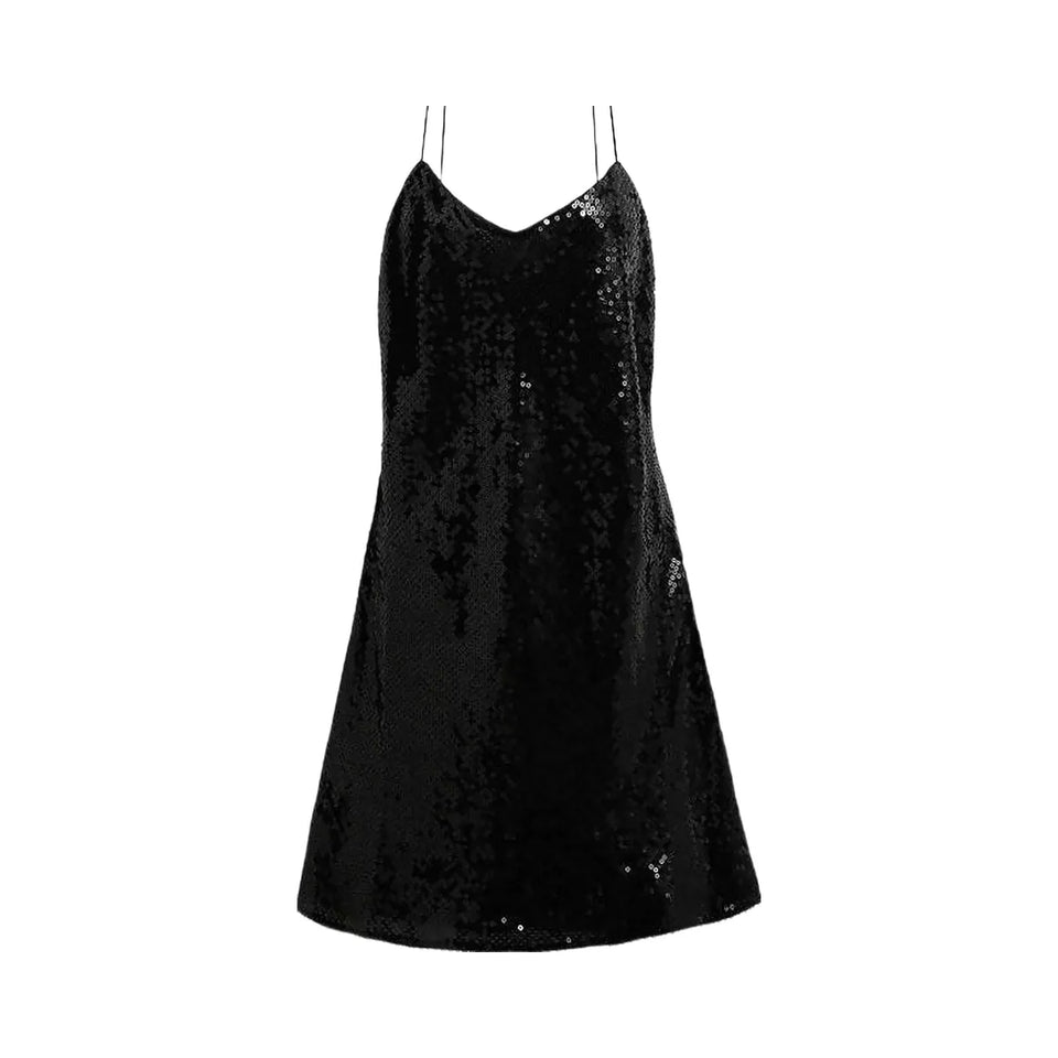 Coach Sequin Shorts Cami Dress Black