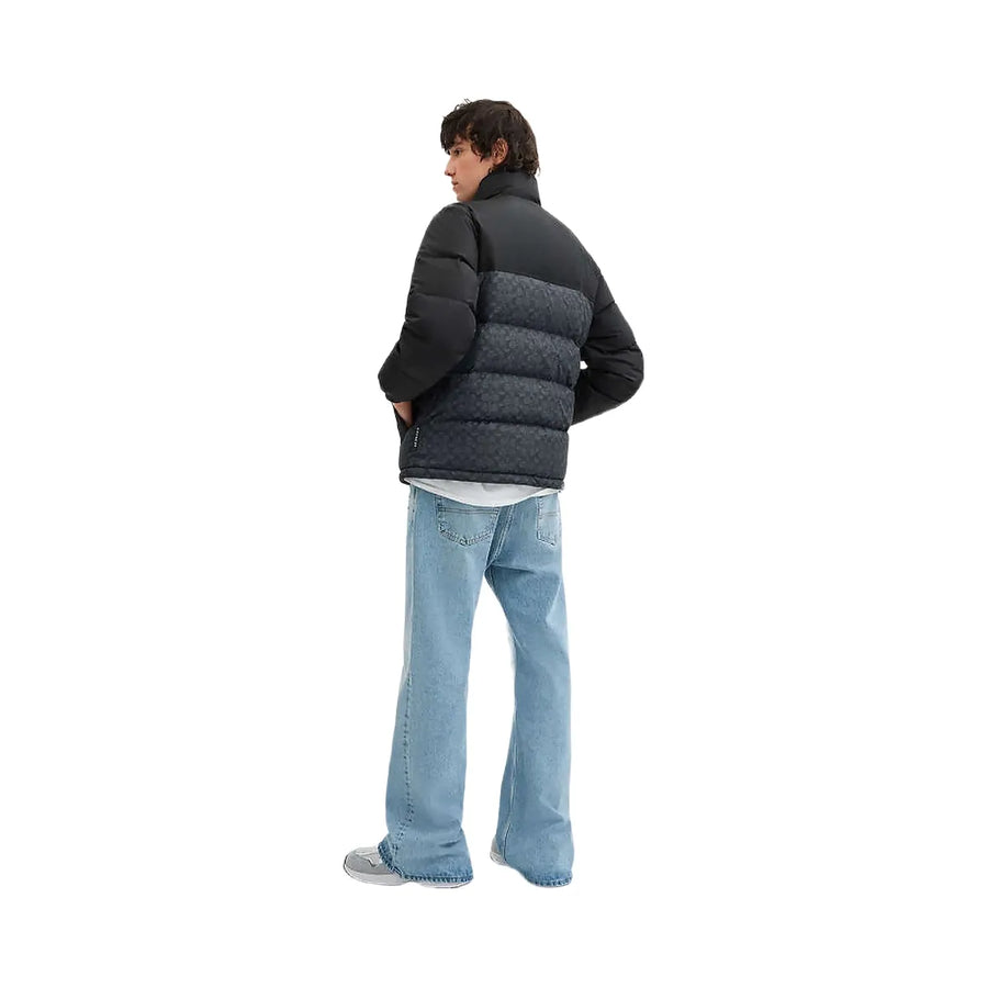 Coach Signature Down Jacket In Recycled Polyester Charcoal Signature